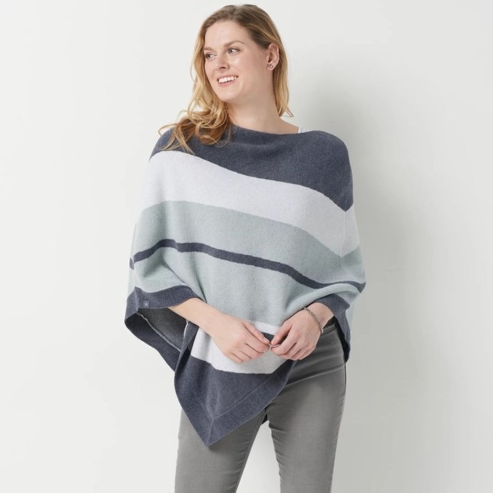 Barefoot Dreams CozyChic Ultra Lite Ocean Breeze Poncho Coastal Grandma